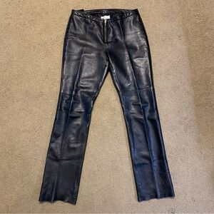 Hugo Buscati Collection Women's 6 Black Leather Pants Lined Flat Front Zip 28x31